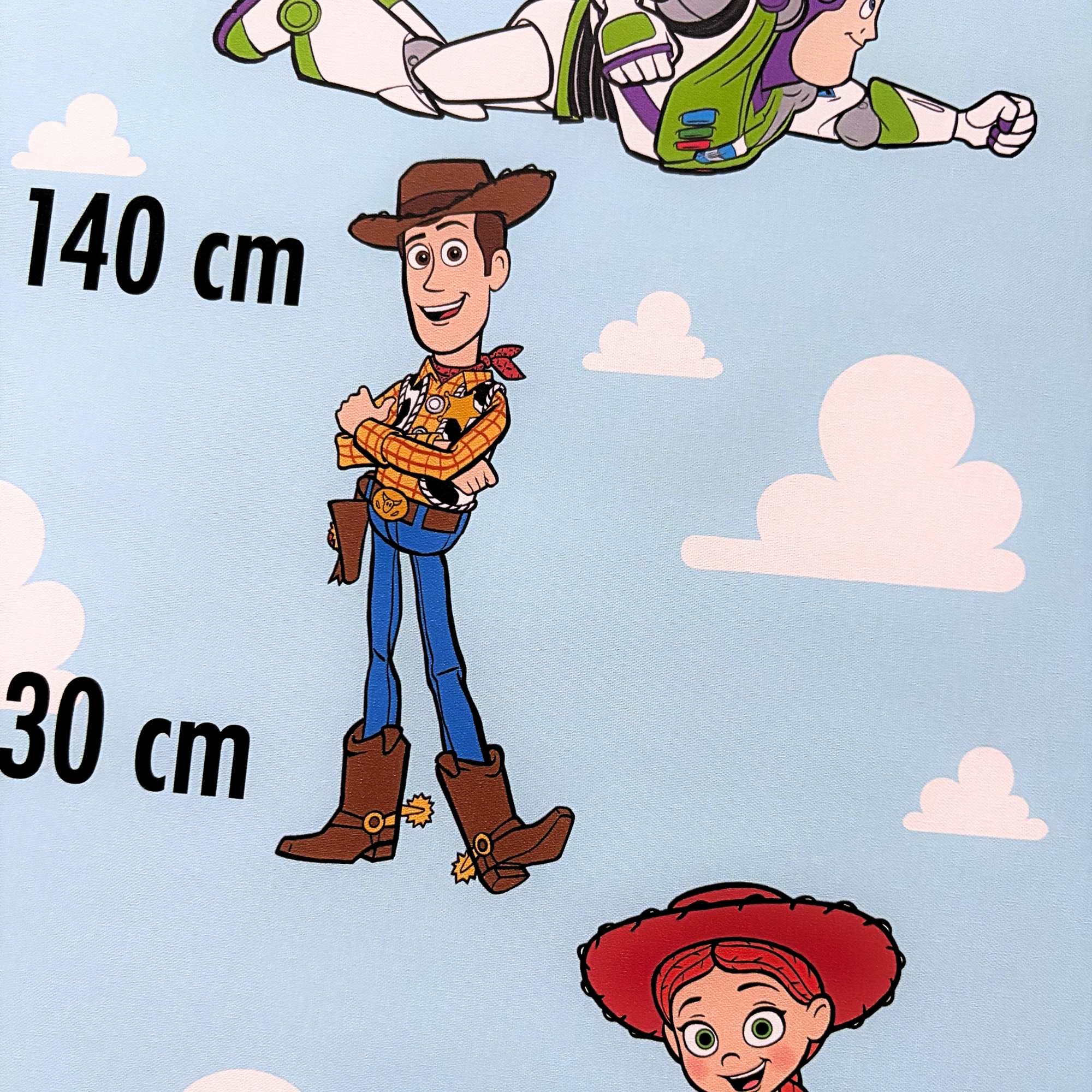 Textilná nálepka na stenu pre deti - Toy Story - detail